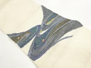 手織り紬抽象流水模様織出し名古屋帯